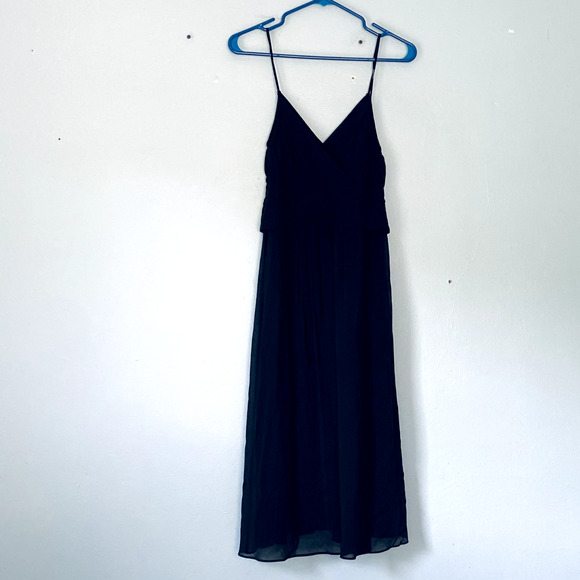 Theory Dress Size Small Black Silk Blend Strappy Sundress Summer Flowy LBD - Picture 2 of 8